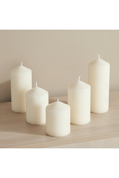 Generic مجموعة شموع لونا العمودية غير المعطرة المكونة من 5 قطع