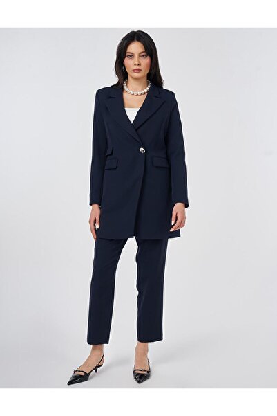 Kayra Tek Düğmeli Blazer Ceket Koyu Lacivert