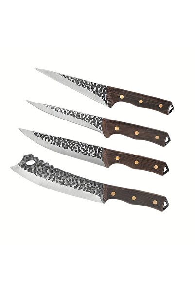Generic طقم سكاكين طهاة احترافي من الفولاذ المقاوم للصدأ، مكون من 4 قطع | سكا...