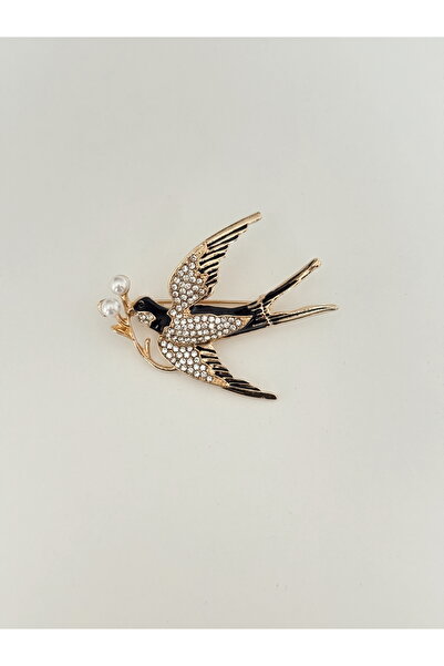 Savior Collection Vintage Stil Altın Renkli Kristal Taşlı ve İncili Kırlangıç...