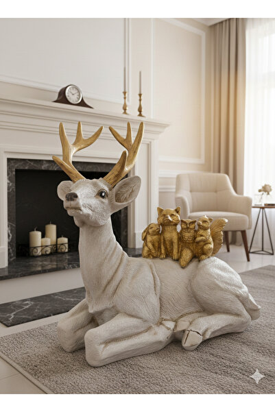 İki Cadı Tasarım Oturan Geyik Ve Arkadaşları Dekoratif Obje