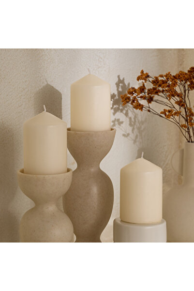 Home Box مجموعة شموع لونا العمودية غير المعطرة المكونة من 3 قطع