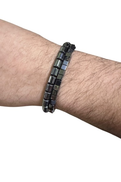 The Magıc of Healıng Hematite Natural Stone 2-Piece Bracelet