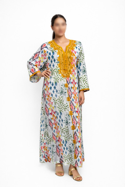 RONZA Women's jalabiya with chest embroidery