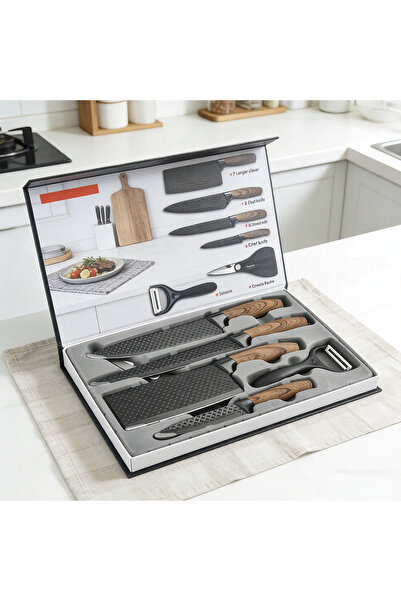 Generic 7-Piece Black Non-Stick Kitchen Knife Set | Anti-Slip Sharp Stainless...