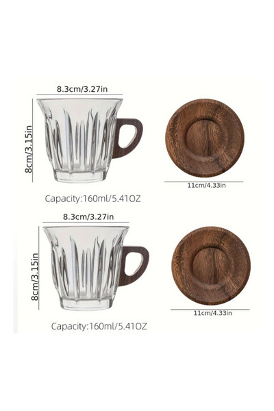 EHOME Glass Coffee Mugs with Handles, 5.4oz (160ML) Clear Coffee Cups for Cap...