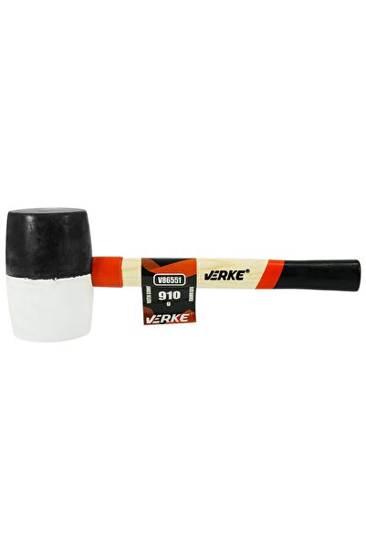 VERKE Ciocan de cauciuc cu mâner din lemn, Verke, cap rotund 910g, V86551