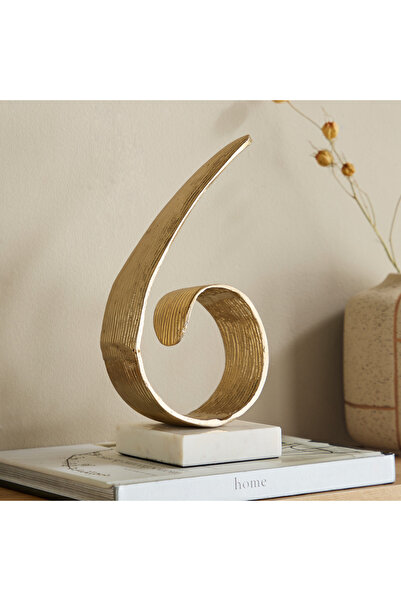 Generic Viola Aluminium Swirl Table Accent with Natural Marble Base - 16x11x3...