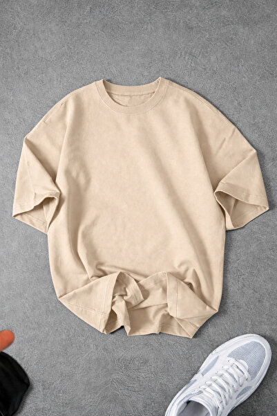 MODARİCH Unisex Men'S/Women's Plain Unprinted Oversize Crew Neck Combed Cotto...