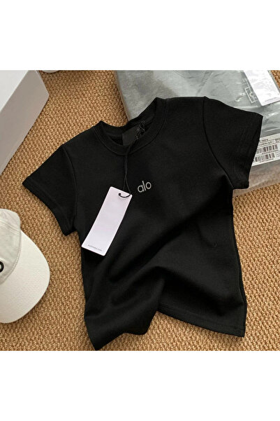 Alo Summer basic men's and women's slimming breathable cotton short-sleeved T...