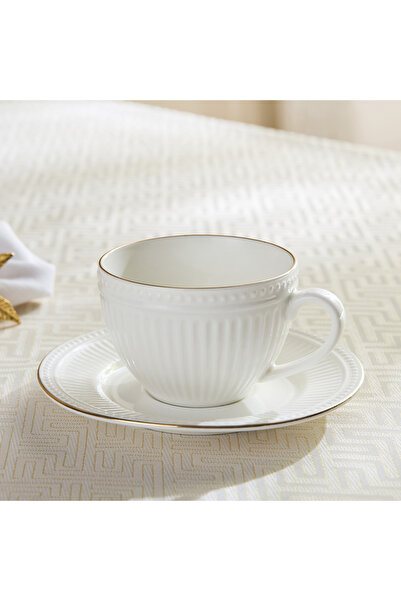 Generic Embossed Line New Bone China Tea Cup and Saucer - 260 ml