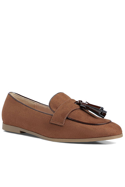 london Rag Women Micro Suede Tassel Loafers in Brown