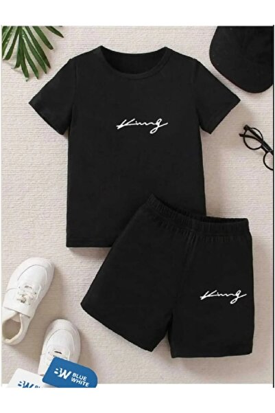 PEMBE KURDALE KING ELYAZILI Set de vară pentru copii cu imprimeu - Tricou și ...