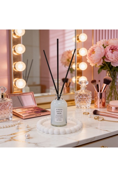 Fitruka Vanilla Dream 50 ml Oda Kokusu + Dekoratif Alt Tabak | Minimal Seri