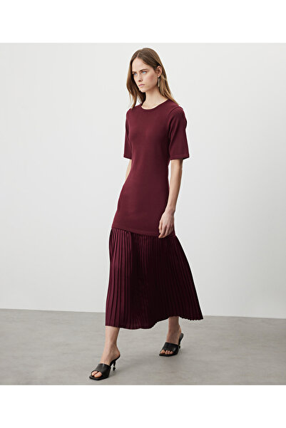 MISS IPEKYOL Pileli kumaş mix elbise