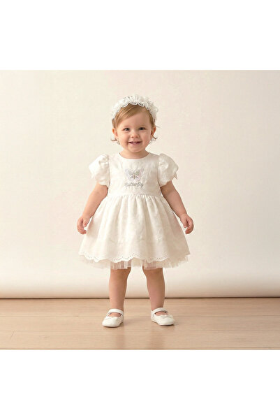 Coolimino KELEBEKLİ KIZ BEBEK ELBİSE BANDANALI