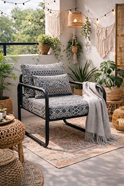 WEBPANYA Summer Geniş Oturum Su Geçirmez Bohem Desen Kumaş Koltuk Berjer Balk...