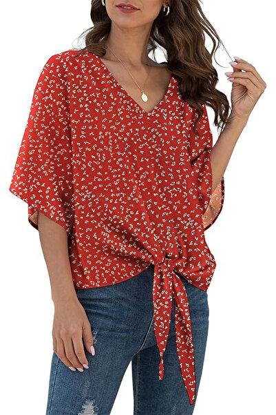 OEM Women's casual blouse, Red chiffon, XL