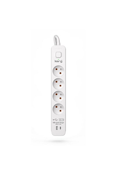 KERG power strip with circuit breaker-4 USBC+USBA sockets 16A 3m