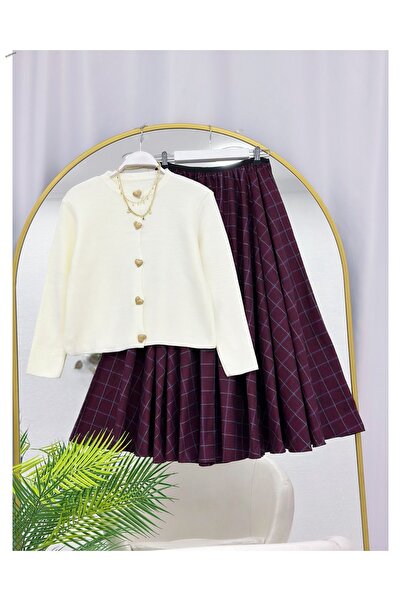 YEDİLALE Patterned Flared Skirt Knitted Cardigan Dual Set [Std Size 38\44]