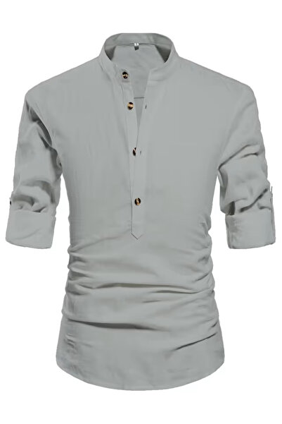 OEM Men's summer T-shirt, with buttons, gray L