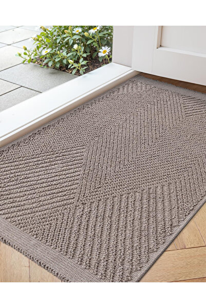 OEM Rough entrance mat, anti-slip, herringbone – Taupe 60x90cm