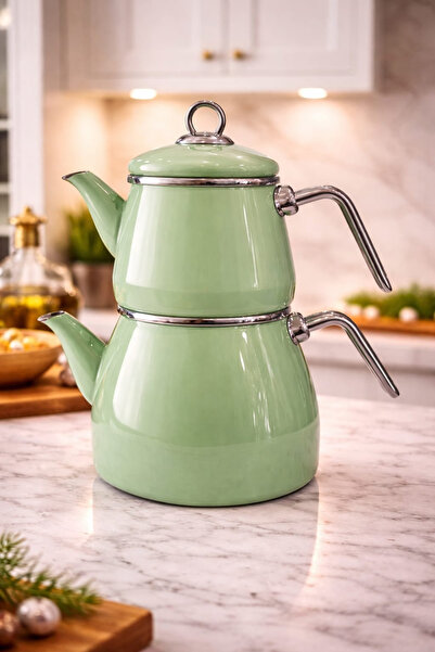 HOMEDEFNE EMAYE PİRAMİT ÇAYDANLIK (YEŞİL)