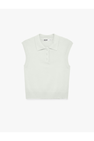 Koton Kolsuz Düğmeli Polo Yaka Triko Bluz