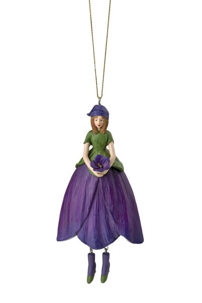 DecoDepot Figurina cu agatatoare Flower Girl Panseluta, 12 cm