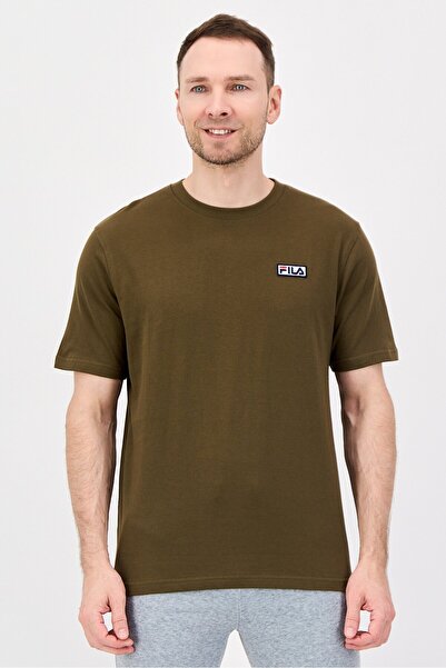 FILA Men Sportswear Fit Short Sleeve Outdoor T-Shirt, Dark Olive