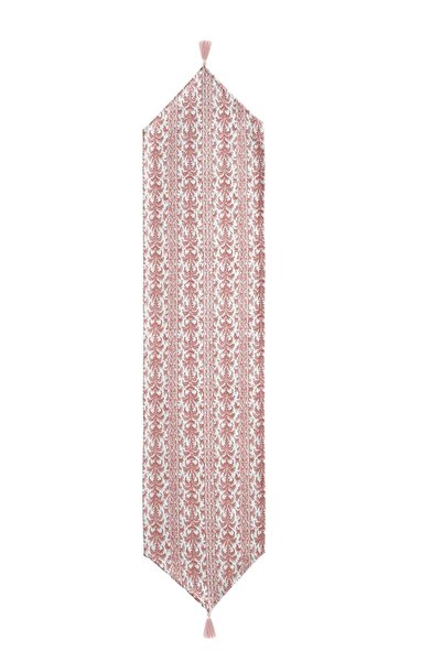 Damask Desenli Pembe Dekoratif Runner