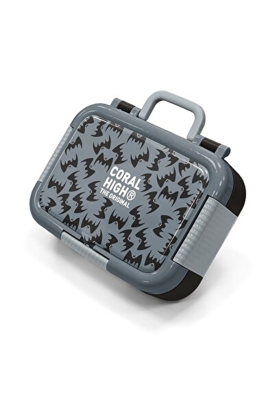 Coral High Παιδικό κουτί φαγητού από ανοξείδωτο ατσάλι με γκρι και μαύρο σχέδ...