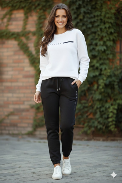 LiyAdaCo Unisex Premium Fabric White Balance Printed Oversize Crew Neck Track...