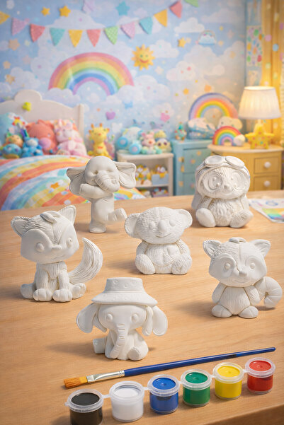 Atölye yüksel Hayvan Dostlar Taş Boyama Seti + 6 Adet Taş + 6 Renk Boya + 1 A...