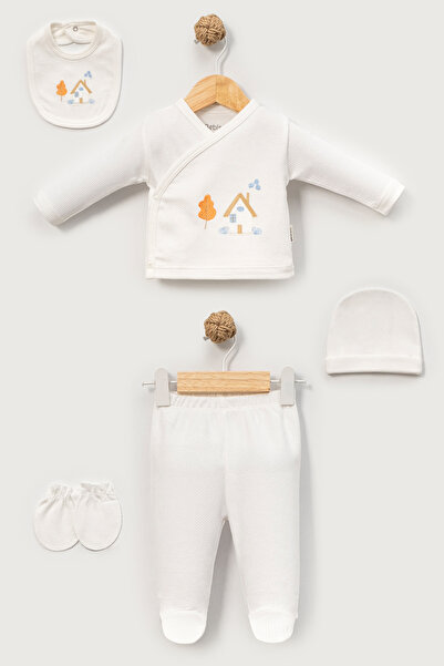 Bebitof Sweet Home Patterned 5 Piece Newborn Hospital Release Bodysuit Set