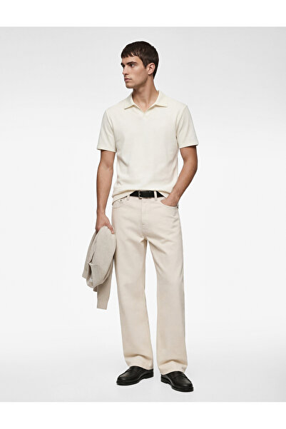 Koton Κοντομάνικο βαμβακερό μπλουζάκι πόλο με λεπτή εφαρμογή και λαιμόκοψη V