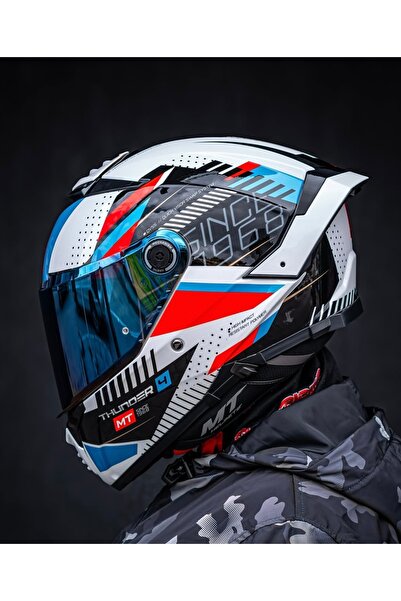 MT Helmets Thunder 4 Sv Luminence A7 parlak kask (şeffaf vizörlü biçimde gönd...