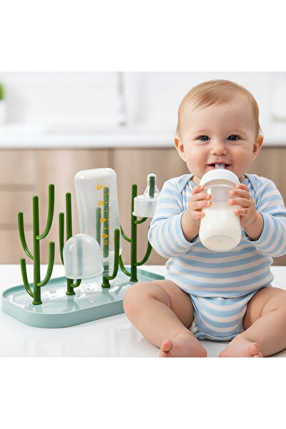 WiderMarkt Kaktüs Tasarımlı Bebek Biberon Kurutma Standı – BPA İçermeyen Prat...