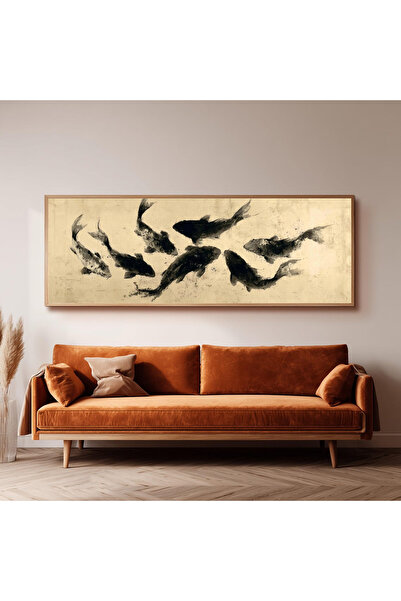 Dekorsiahome Ahşap Çerçeveli Panoramik Oturma Odası Salon Tablosu UZ0352