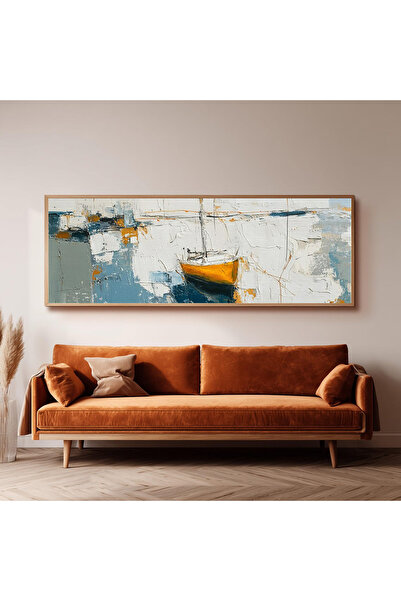 Dekorsiahome Ahşap Çerçeveli Panoramik Oturma Odası Salon Tablosu UZ0276