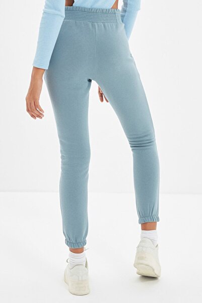 Trendyol Generic Trendyol, Pantaloni sport cu talie inalta, Albastru, M