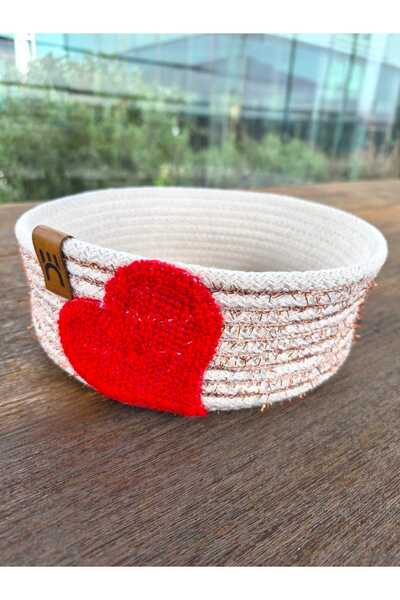 home inn Decorative Knitted Basket with Heart Detail |   Multi-Purpose Organi...