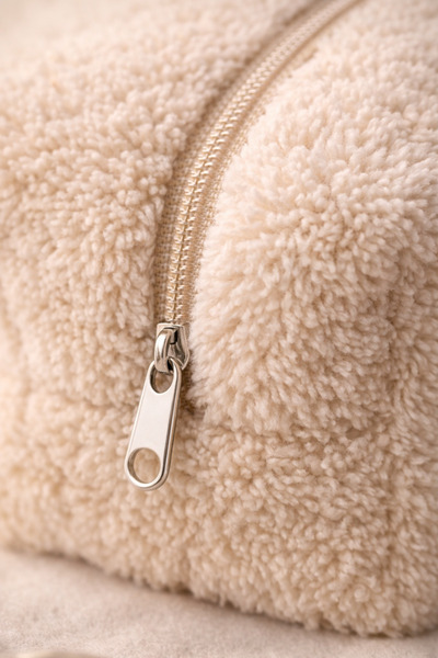 Cottonest Plush Makeup Bag–Soft Textured Zippered Cosmetic Bag Design for Tra...