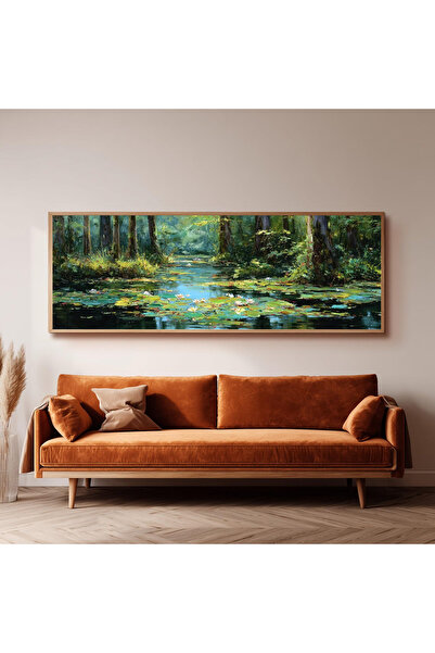 Dekorsiahome Ahşap Çerçeveli Panoramik Oturma Odası Salon Tablosu UZ0353