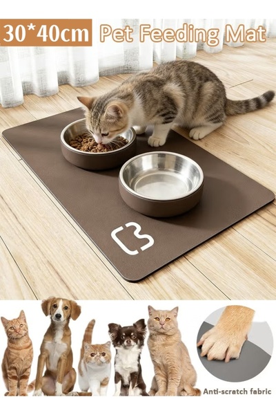 Generic 2Pcs Set 30×40cm Pet Feeding Mat Dog Food Mat Absorbent Pet Food Bowl...