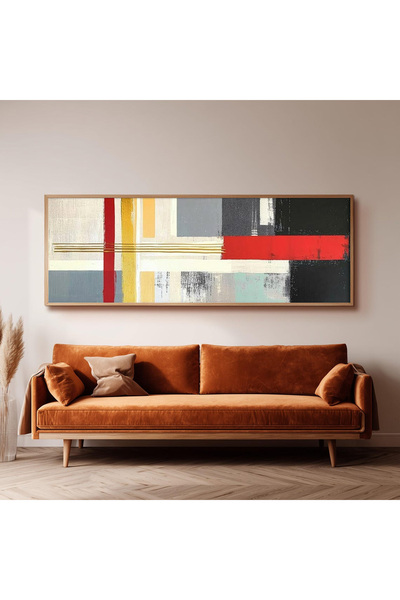 Dekorsiahome Ahşap Çerçeveli Panoramik Oturma Odası Salon Tablosu UZ0234