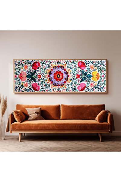 Dekorsiahome Ahşap Çerçeveli Panoramik Oturma Odası Salon Tablosu UZ0312