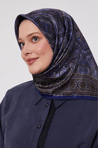Levidor Crystal Scarf Ethnic Pattern Navy Blue