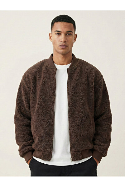 GENIUS STORE Men's Coat with Plush Lining, Oversize Wide Fit Sherpa Lamb Fabr...