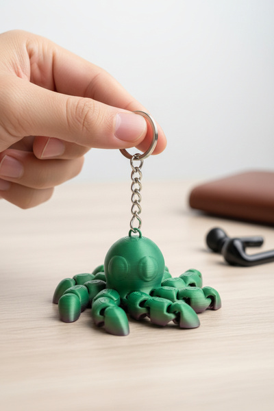 Pazarois سلسلة مفاتيح متحركة على شكل أخطبوط باللون الأخضر